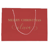 Aangepaste naam Script Gold Red Large Gift Bag Groot Cadeauzakje (Achterkant)