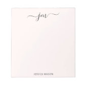 Aangepaste naam Script Monogram Modern Minimalisti Notitieblok (Voorkant)