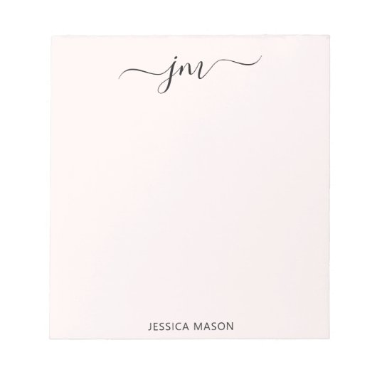 Aangepaste naam Script Monogram Modern Minimalisti Notitieblok (Voorkant)