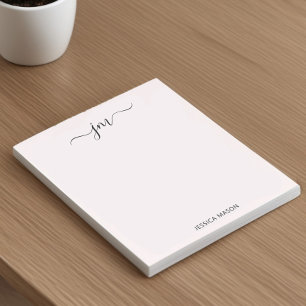 Aangepaste naam Script Monogram Modern Minimalisti Notitieblok