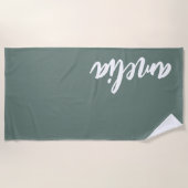 Aangepaste naam script stoffig dennen groen strandlaken (Voorkant)