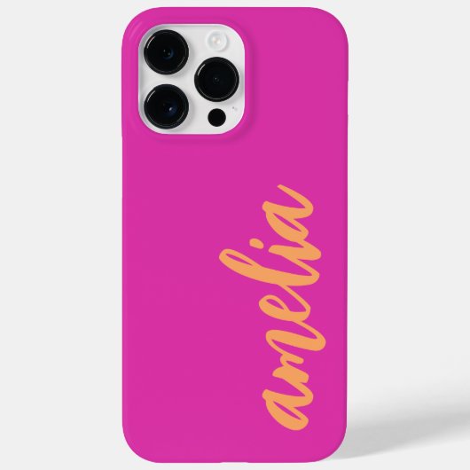 Aangepaste naam script vet magenta oranje Case-Mate iPhone case (Achterkant)