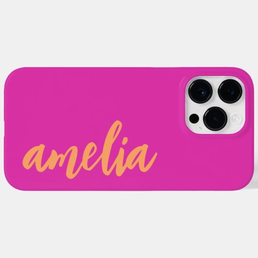 Aangepaste naam script vet magenta oranje Case-Mate iPhone case (Achterkant (horizontaal))