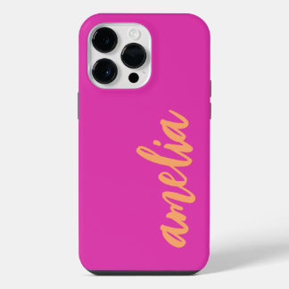 Aangepaste naam script vet magenta oranje iPhone 14 pro max hoesje