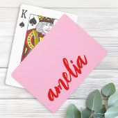 Aangepaste naam script vet roze en rood pokerkaarten