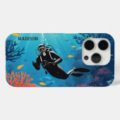 Aangepaste naam Scuba Diver Case-Mate iPhone Case (Achterkant (horizontaal))
