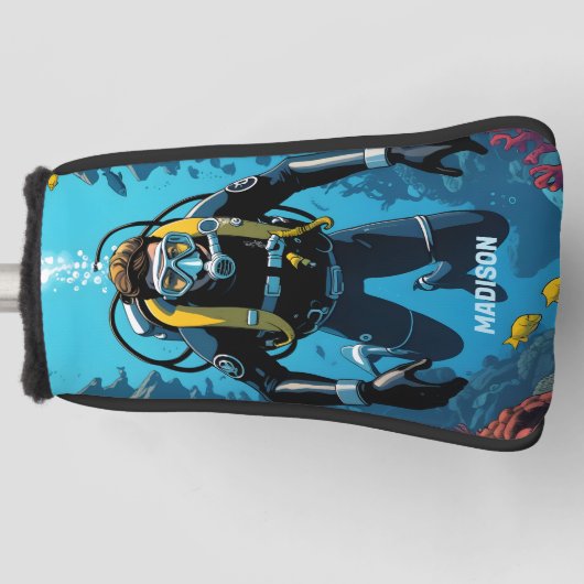 Aangepaste naam Scuba Diver Golfheadcover (Voorkant)