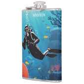 Aangepaste naam Scuba Diver Heupfles (Links)