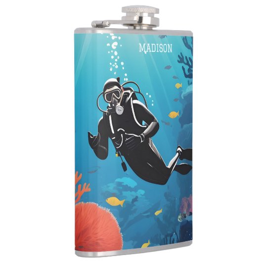 Aangepaste naam Scuba Diver Heupfles (Rechts)