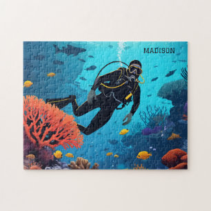 Aangepaste naam Scuba Diver Legpuzzel