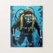 Aangepaste naam Scuba Diver Legpuzzel (Verticaal)