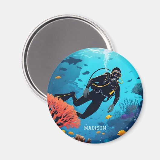 Aangepaste naam Scuba Diver Magneet (Voorkant / Achterkant)