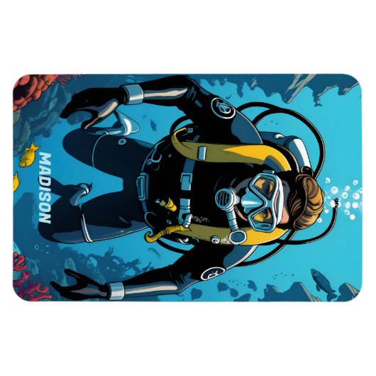 Aangepaste naam Scuba Diver Magneet (Horizontaal)