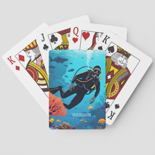 Aangepaste naam Scuba Diver Pokerkaarten (Achterkant)