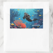 Aangepaste naam Scuba Diver Rechthoekige Sticker (Tas)