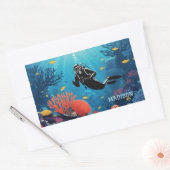 Aangepaste naam Scuba Diver Rechthoekige Sticker (Envelop)