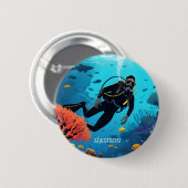 Aangepaste naam Scuba Diver Ronde Button 5,7 Cm (Voorkant /achterkant)