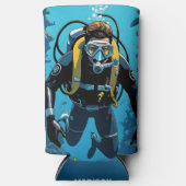 Aangepaste naam Scuba Diver Seltzer Blikjeskoeler (Voorkant)