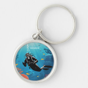 Aangepaste naam Scuba Diver Sleutelhanger