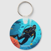 Aangepaste naam Scuba Diver Sleutelhanger (Voorkant)