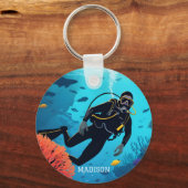 Aangepaste naam Scuba Diver Sleutelhanger (Voorkant)