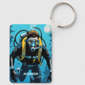 Aangepaste naam Scuba Diver Sleutelhanger (Achterkant)