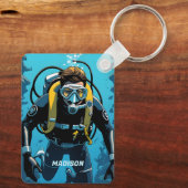 Aangepaste naam Scuba Diver Sleutelhanger (Achterkant)