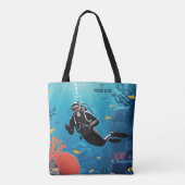 Aangepaste naam Scuba Diver Tote Bag (Achterkant)