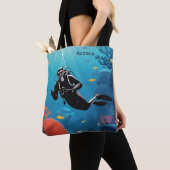 Aangepaste naam Scuba Diver Tote Bag (Dichtbij)