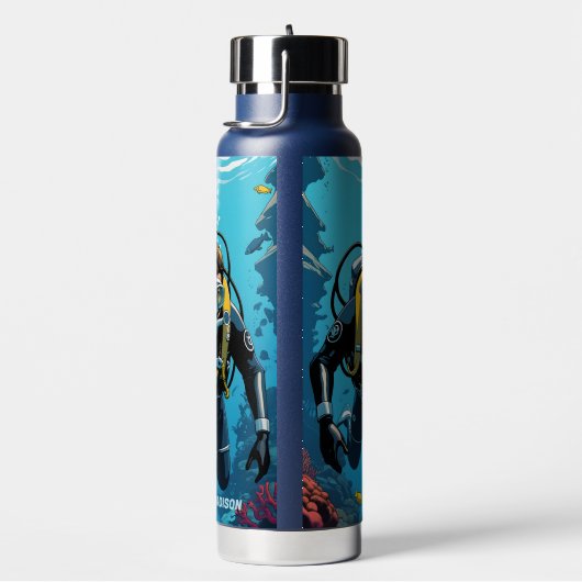 Aangepaste naam Scuba Diver Waterfles (Rechts)