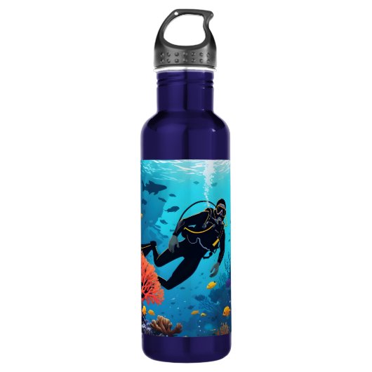 Aangepaste naam Scuba Diver Waterfles (Voorkant)