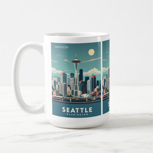 Aangepaste naam Seattle Washington Koffiemok (Links)