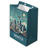 Aangepaste naam Seattle Washington Medium Cadeauzakje (Voorkant Gekanteld)
