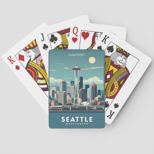 Aangepaste naam Seattle Washington Pokerkaarten (Achterkant)