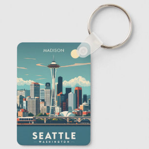 Aangepaste naam Seattle Washington Sleutelhanger