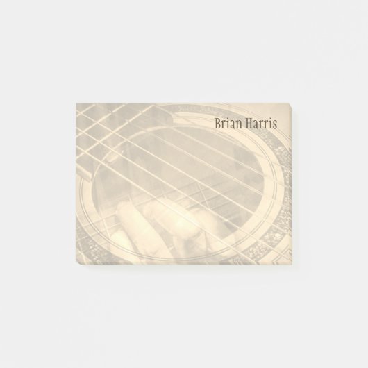 Aangepaste naam sepia akoestische gitaar vingerakk post-it® notes (Voorkant)