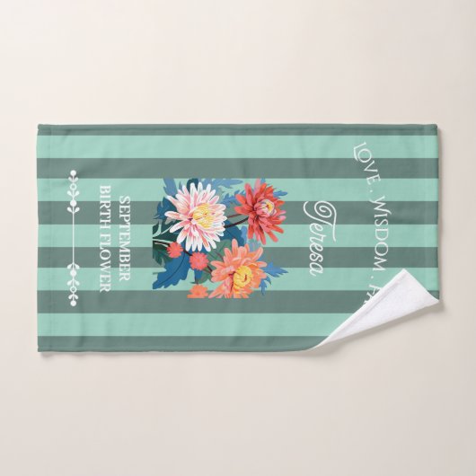 Aangepaste Naam September Geboorte Bloem Handdoek (Handdoek)