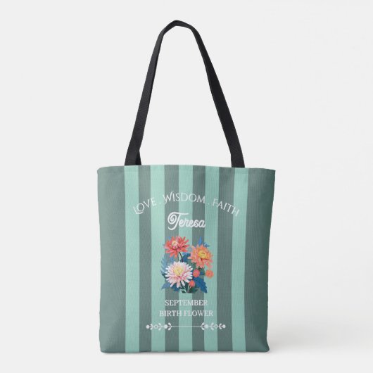 Aangepaste Naam September Geboorte Bloem Handdoek Tote Bag (Achterkant)