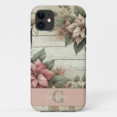 Aangepaste naam Shabby Chic Pastel Poinsettias Gar Case-Mate iPhone Case (Achterkant)