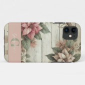 Aangepaste naam Shabby Chic Pastel Poinsettias Gar Case-Mate iPhone Case (Achterkant (horizontaal))