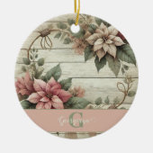 Aangepaste naam Shabby Chic Pastel Poinsettias Gar Keramisch Ornament (Voorkant)