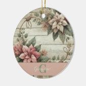 Aangepaste naam Shabby Chic Pastel Poinsettias Gar Keramisch Ornament (Links)