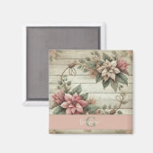 Aangepaste naam Shabby Chic Pastel Poinsettias Gar Magneet (Voorkant / Achterkant)