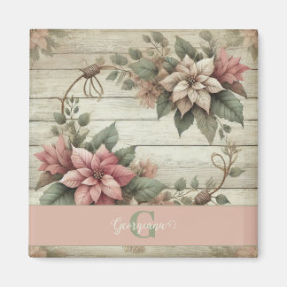 Aangepaste naam Shabby Chic Pastel Poinsettias Gar Magneet