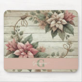 Aangepaste naam Shabby Chic Pastel Poinsettias Gar Muismat (Voorkant)