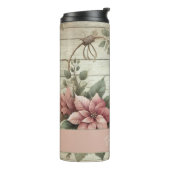 Aangepaste naam Shabby Chic Pastel Poinsettias Gar Thermosbeker (Gedraaid links)
