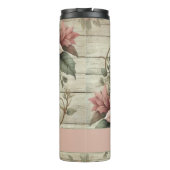 Aangepaste naam Shabby Chic Pastel Poinsettias Gar Thermosbeker (Achterkant)