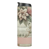 Aangepaste naam Shabby Chic Pastel Poinsettias Gar Thermosbeker (Geroteerd rechts)