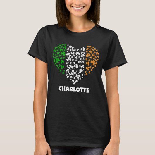 Aangepaste naam Shamrock Clover Heart St Patricks  T-shirt (Voorkant)