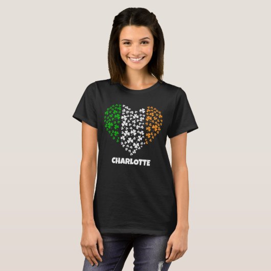 Aangepaste naam Shamrock Clover Heart St Patricks  T-shirt (Voorkant volledig)
